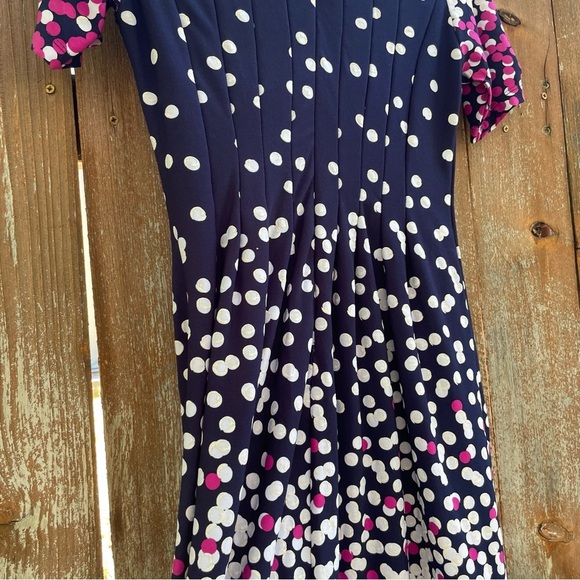 SHELBY & PALMER Women’s Navy White Pink Polka Dot Short Sleeve Dress Size Medium - Picture 8 of 11